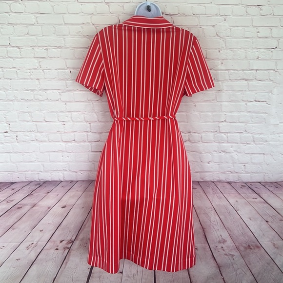 60’s Flutterbye red striped tunic dress short sleeve authentic vintage style, - Picture 9 of 9